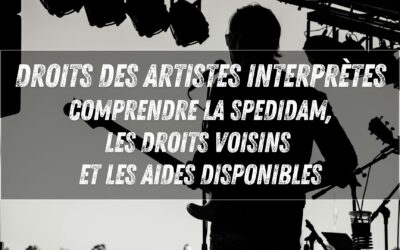 Droits des artistes interprètes : comprendre la SPEDIDAM, les droits voisins et les aides disponibles